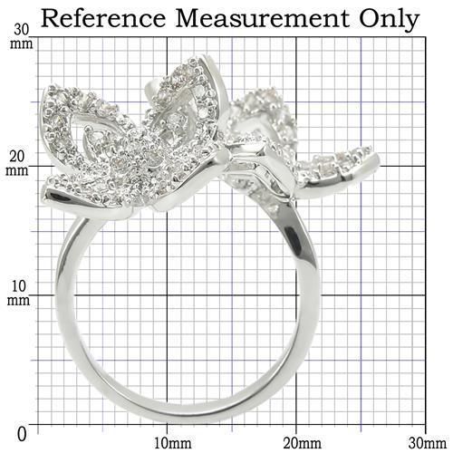 0W336 - Bague en laiton rhodié avec CZ de qualité AAA en clair