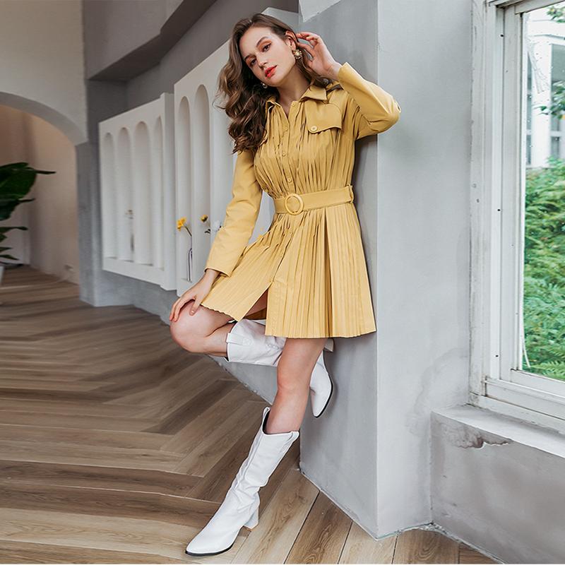 Manteau trench pour femme plissé, boutonnage simple, ceinture, coupe-vent féminine, haut