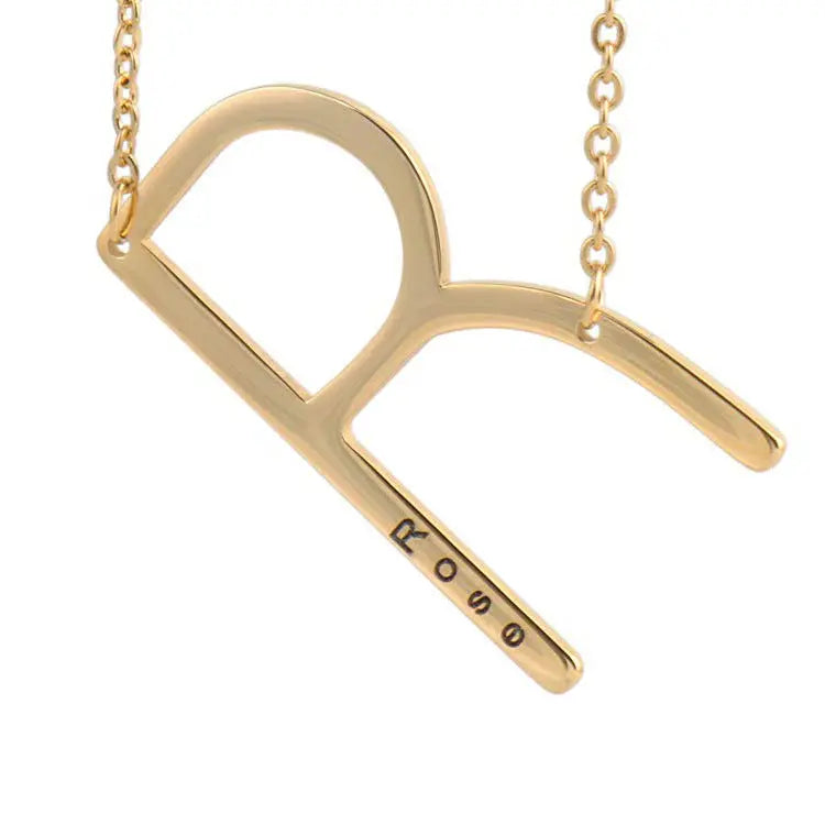 Collier européen en acier titane avec pendentif lettre anglaise 26 - Lettre