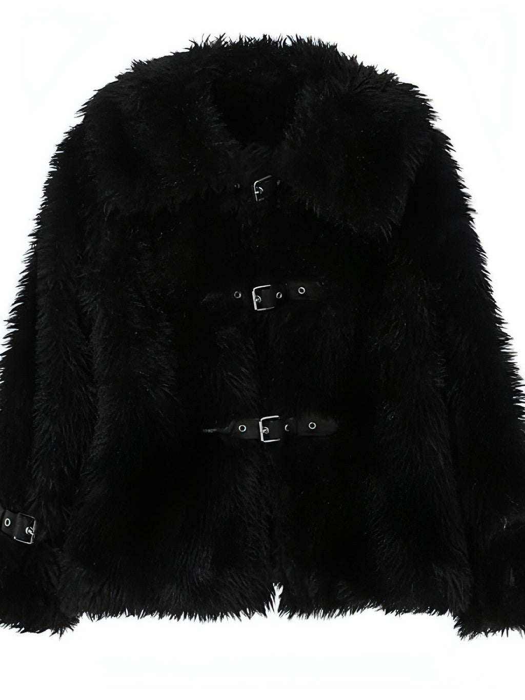 Veste pour femmes en laine duveteuse et cuir