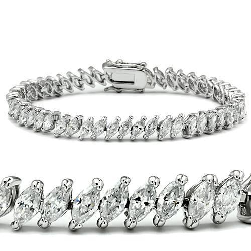 47106 - Bracelet en laiton rhodié avec CZ qualité AAA en transparent