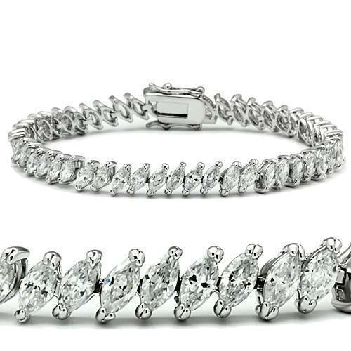47106 - Bracelet en laiton rhodié avec CZ qualité AAA en transparent