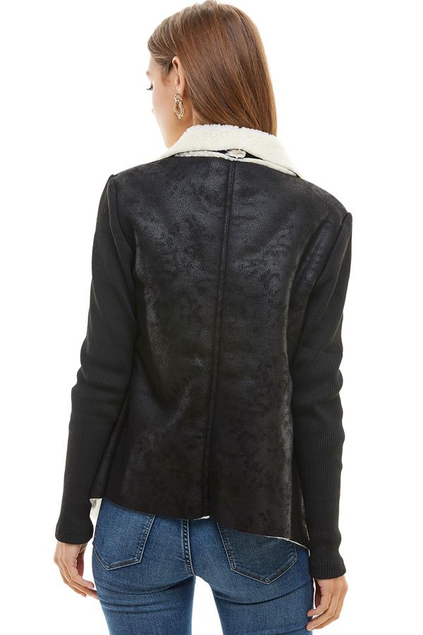 Veste col drapé en sherpa