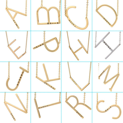 Collier européen en acier titane avec pendentif lettre anglaise 26 - Lettre