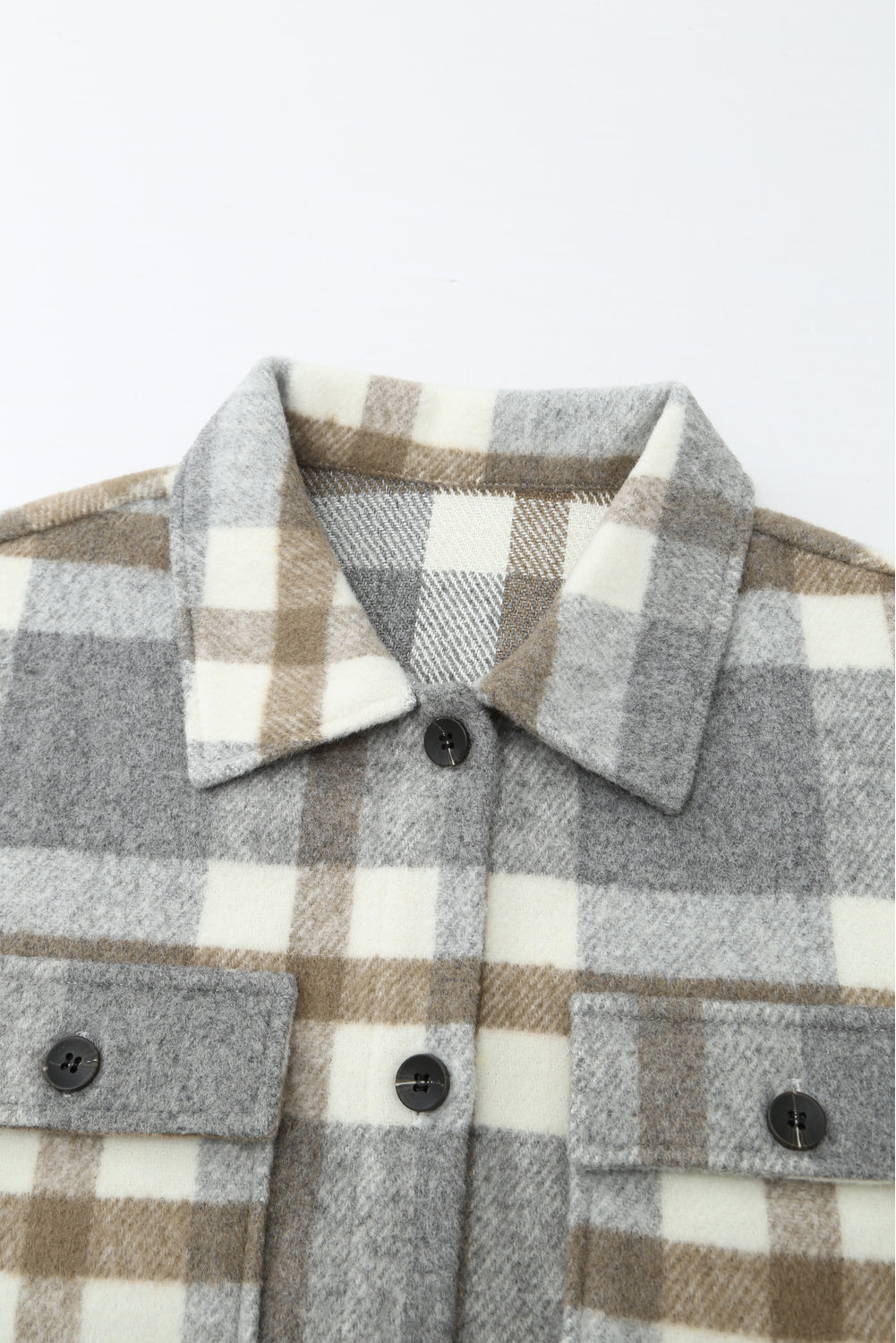 Veste-chemise pour femmes à carreaux marron avec poche