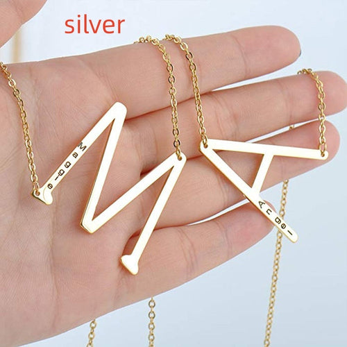 Collier européen en acier titane avec pendentif lettre anglaise 26 - Lettre