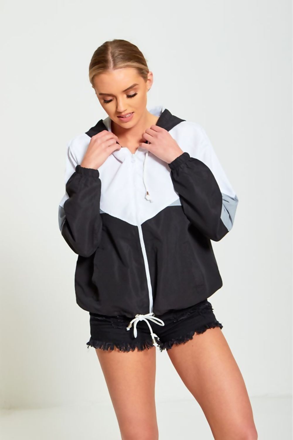 Veste cagoule bicolore pour femmes
