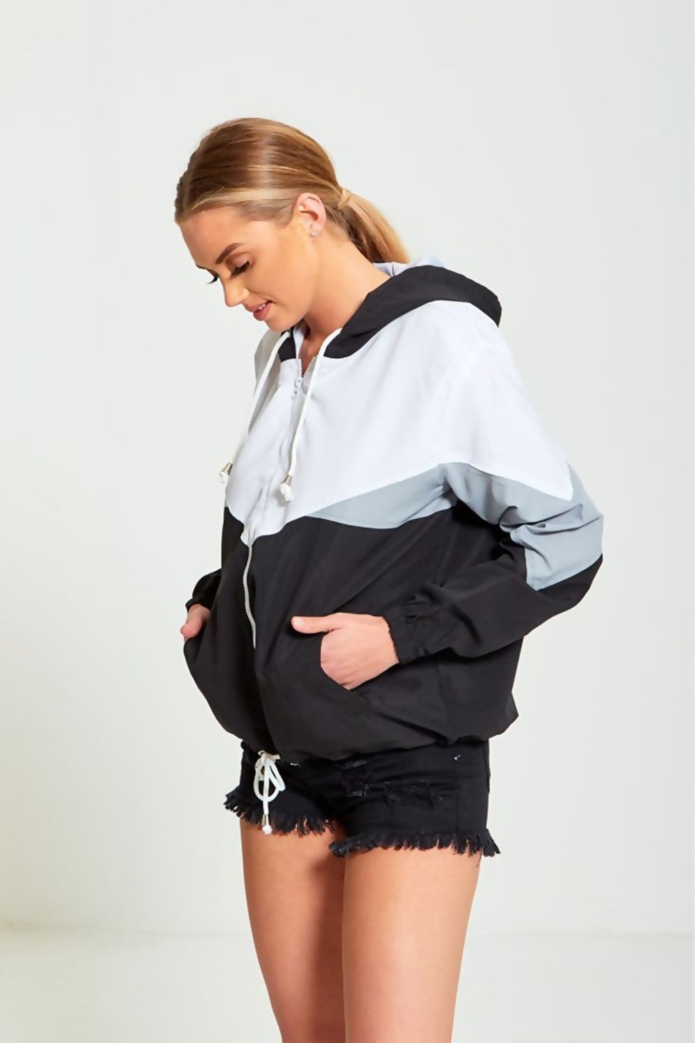 Veste cagoule bicolore pour femmes
