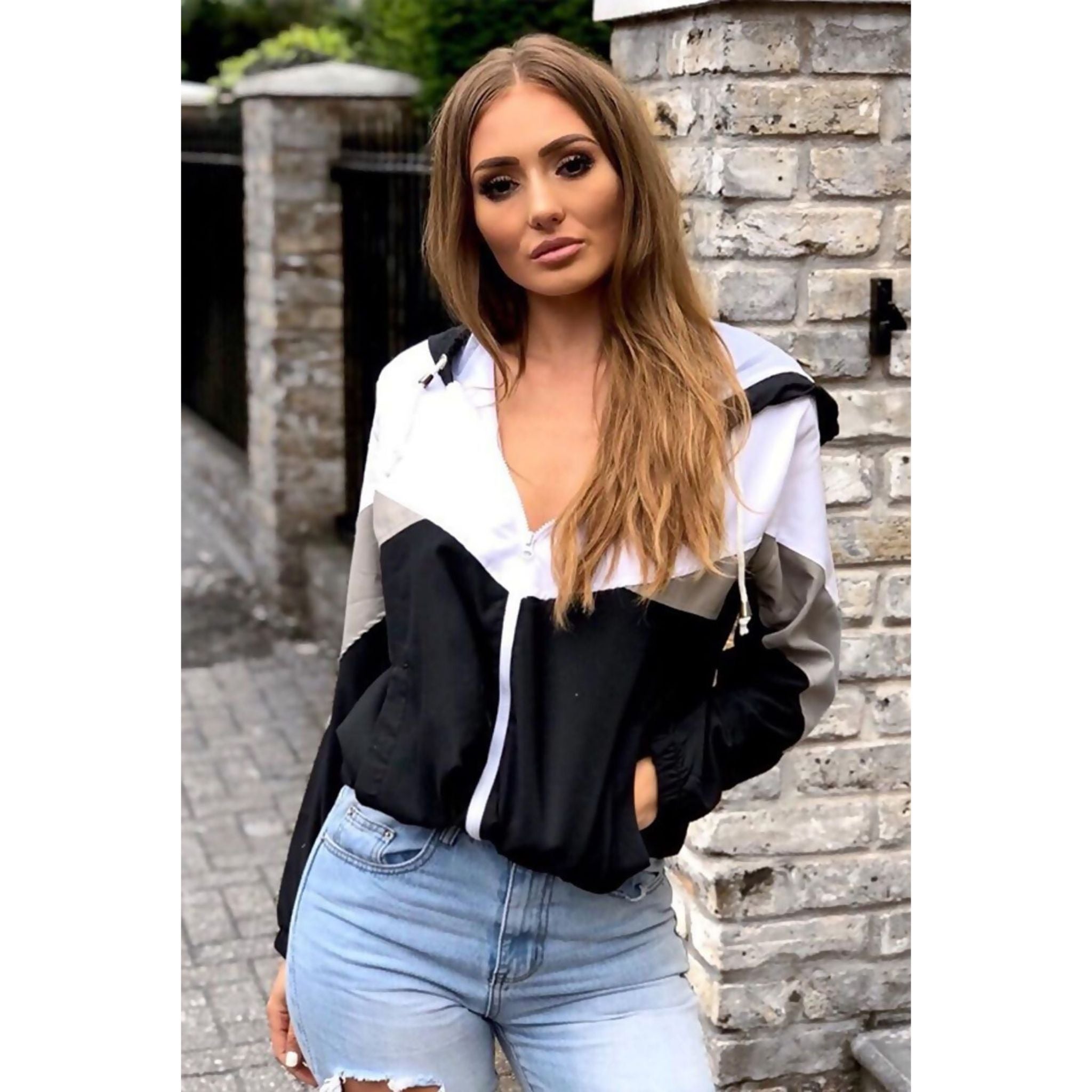 Veste cagoule bicolore pour femmes
