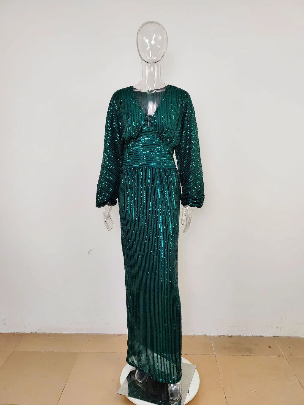 Robe de soirée élégante et brillante pour femmes, robe longue à manches longues avec sequins, robe de soirée Femme pour demoiselle d'honneur, mariage ou célébrité