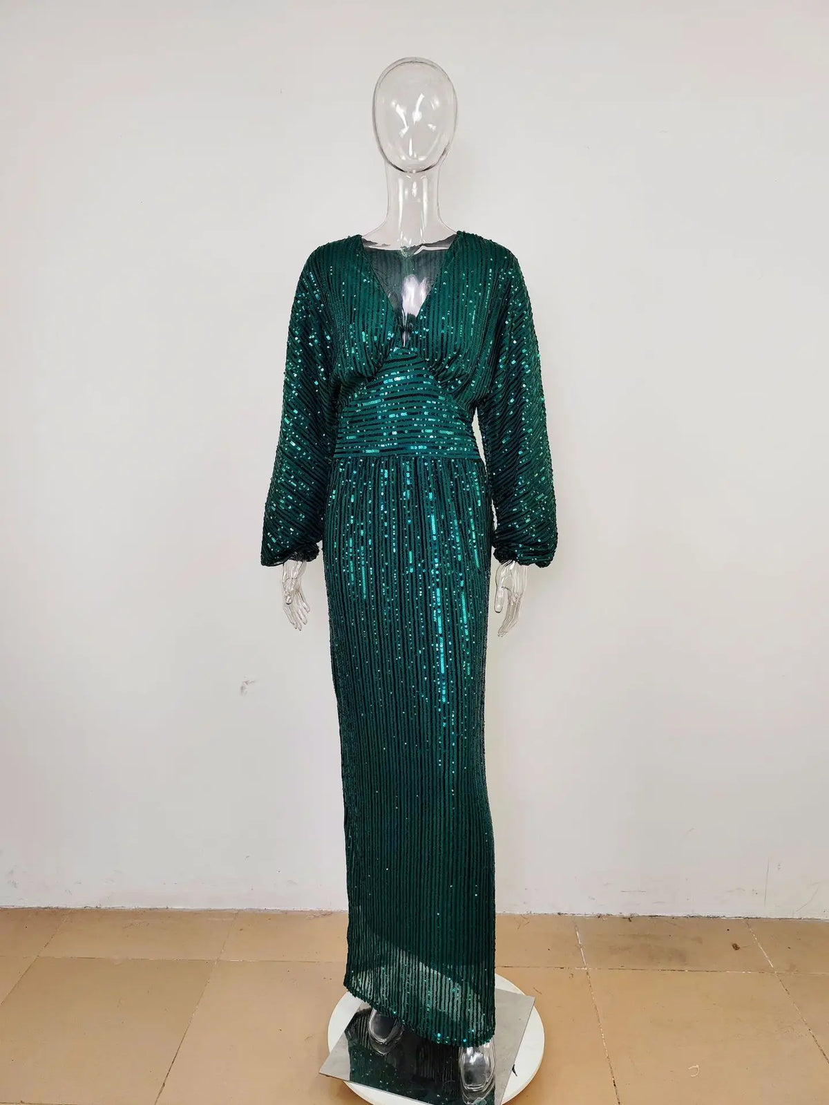 Robe de soirée élégante et brillante pour femmes, robe longue à manches longues avec sequins, robe de soirée Femme pour demoiselle d'honneur, mariage ou célébrité