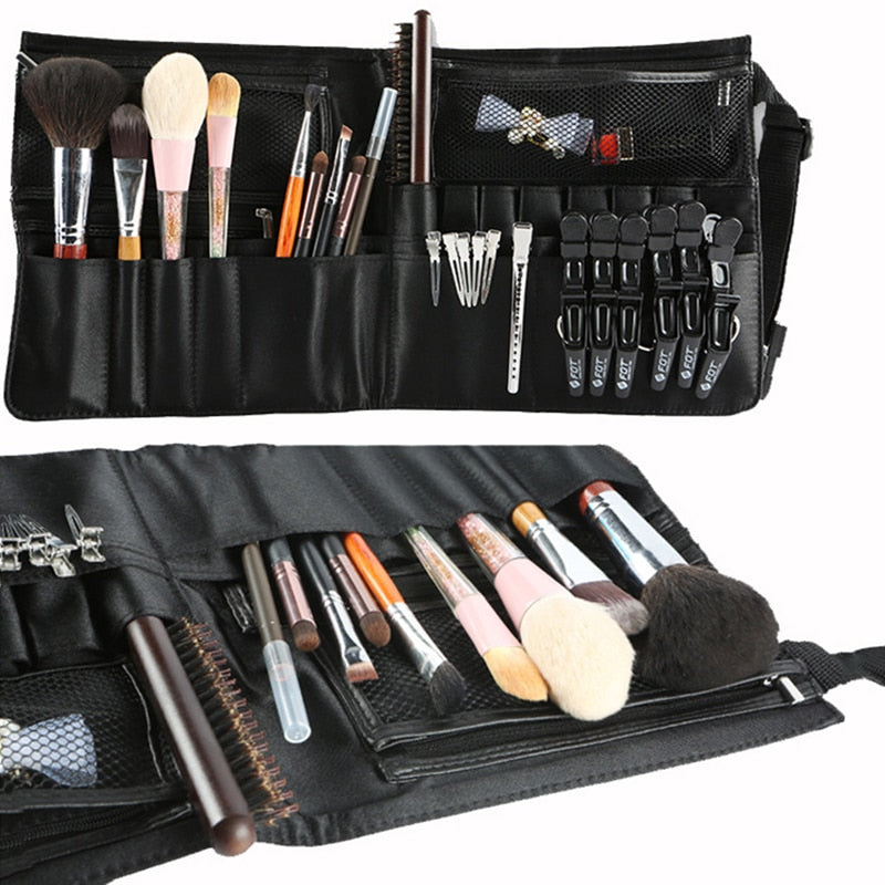 Sac de taille de maquillage professionnel pour femmes, trousse à pinceaux avec ceinture