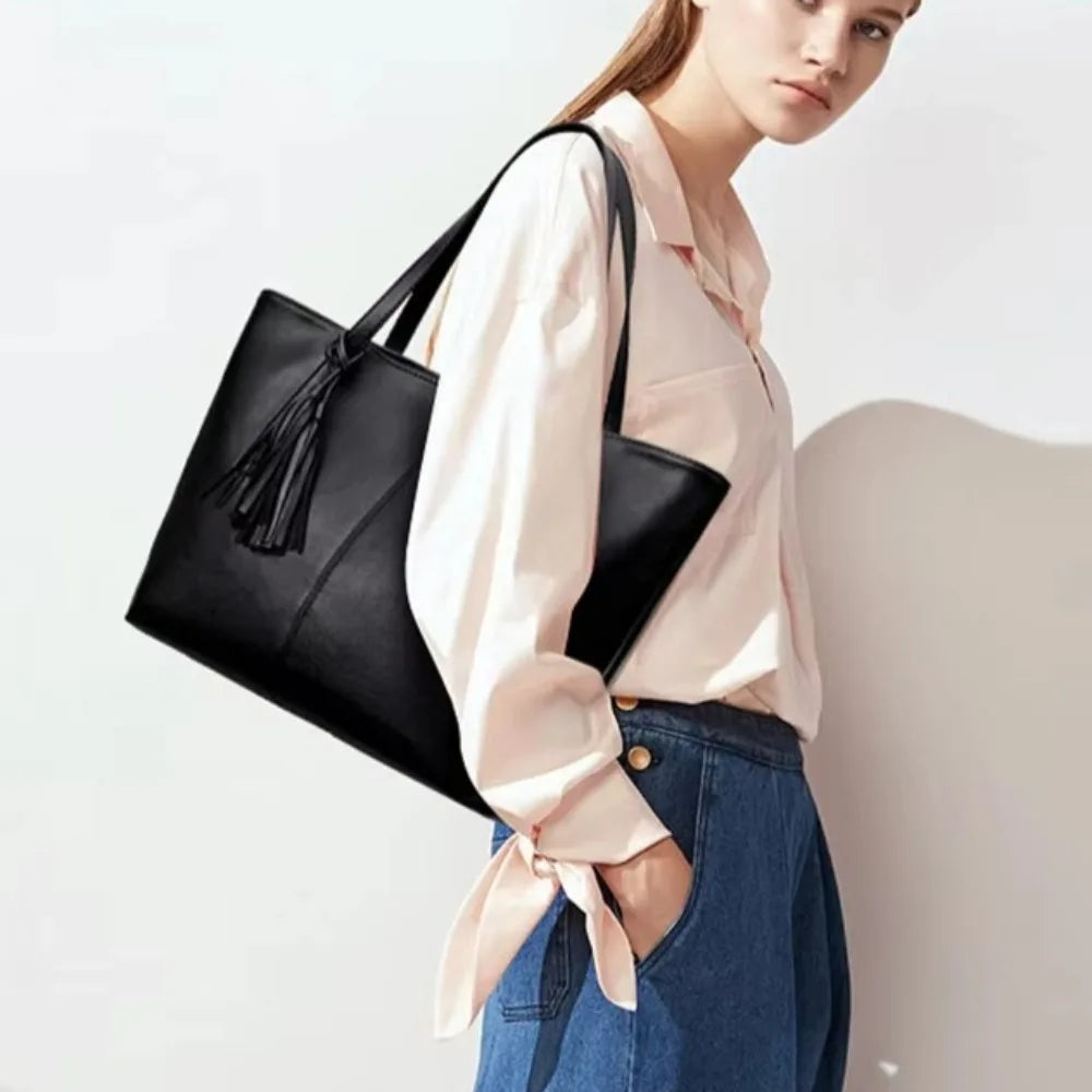 Sacs à main pour femmes grande capacité, design rétro avec pompon, tote de luxe
