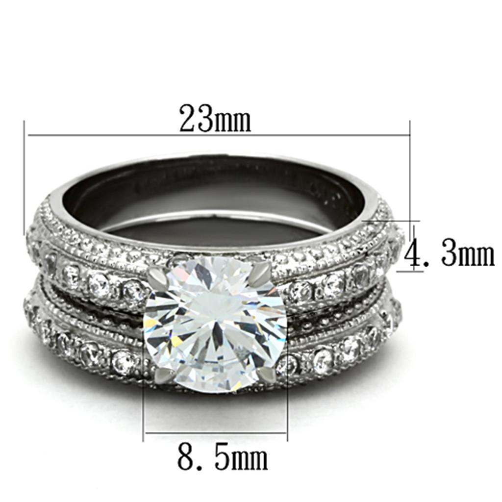 TK1228 - Bague en acier inoxydable très poli (sans plaquage) avec AAA