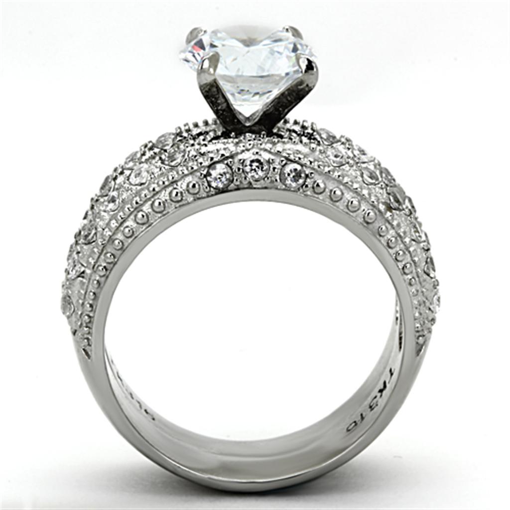 TK1228 - Bague en acier inoxydable très poli (sans plaquage) avec AAA