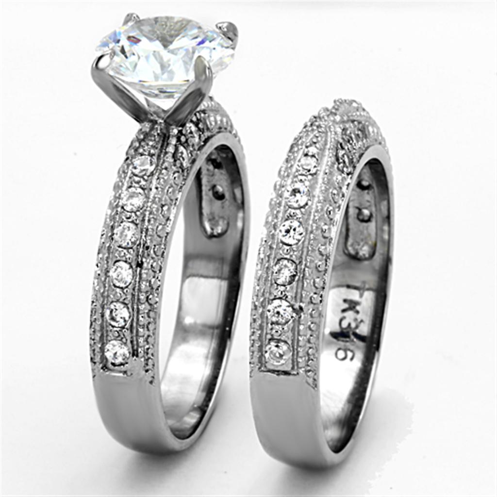 TK1228 - Bague en acier inoxydable très poli (sans plaquage) avec AAA
