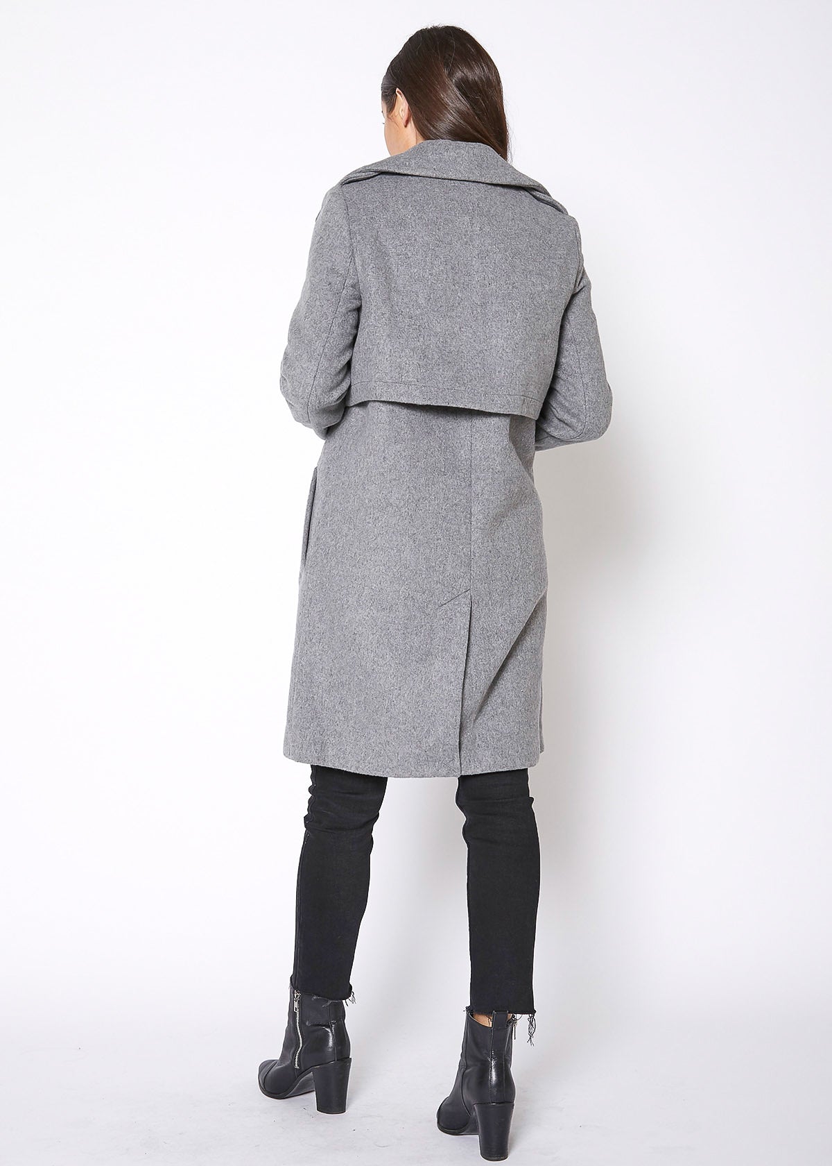 Manteau à col cranté pour femmes en laine mélangée