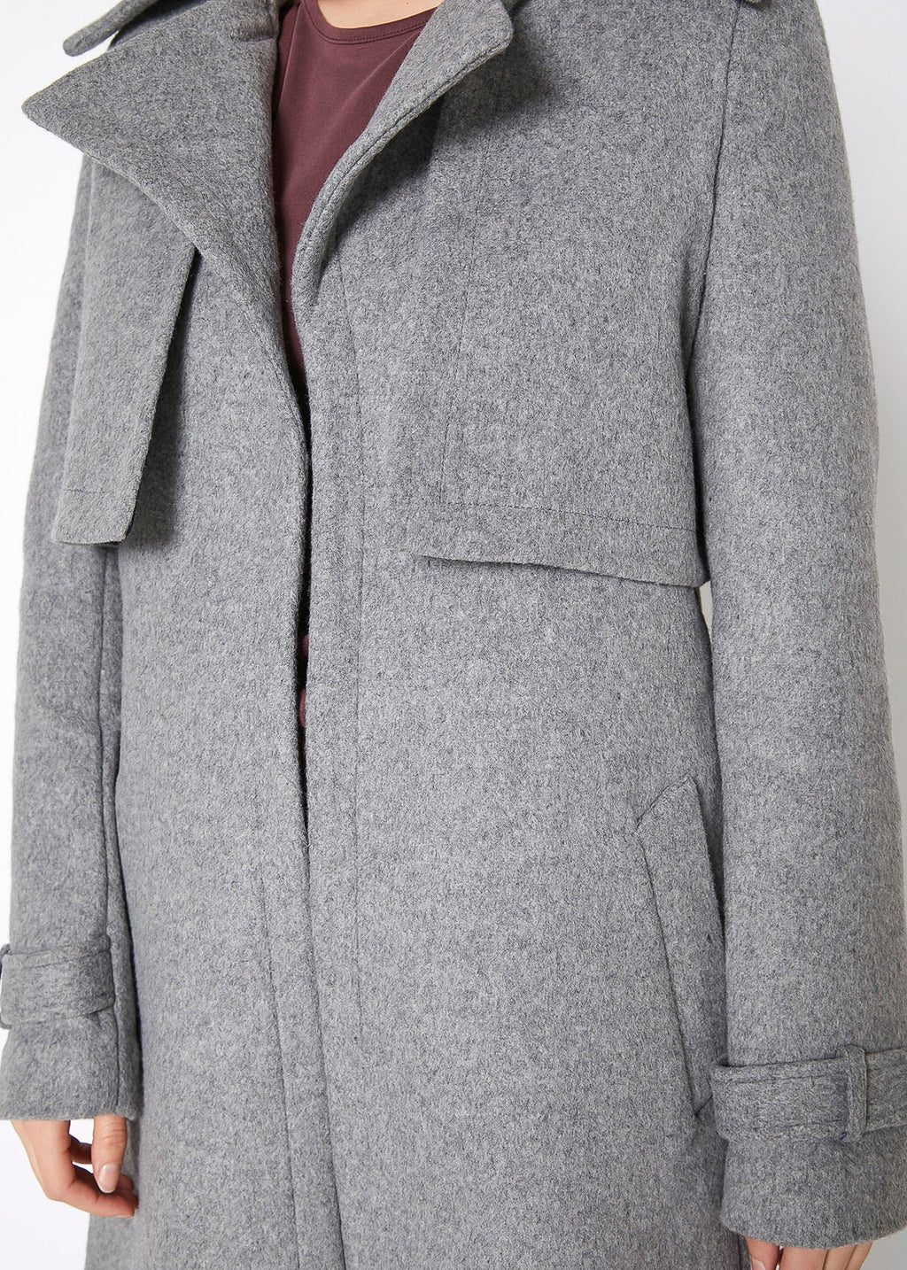 Manteau à col cranté pour femmes en laine mélangée