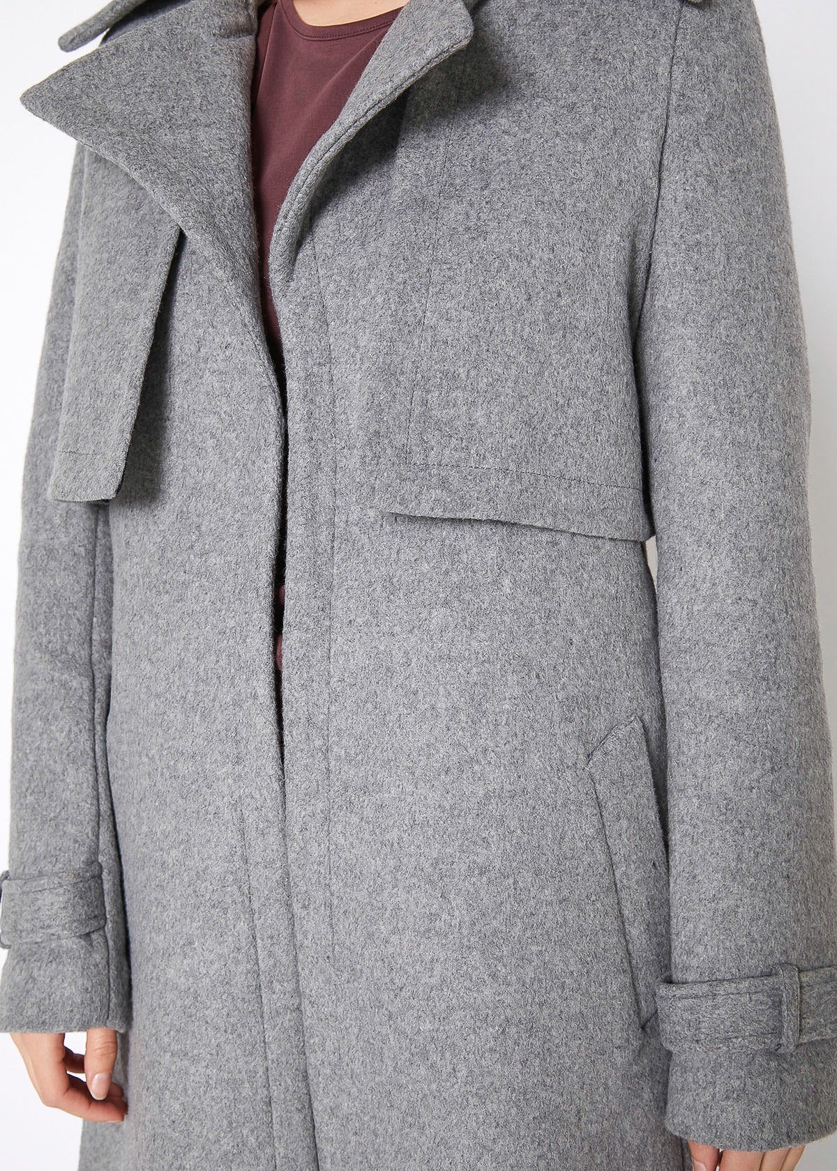 Manteau à col cranté pour femmes en laine mélangée