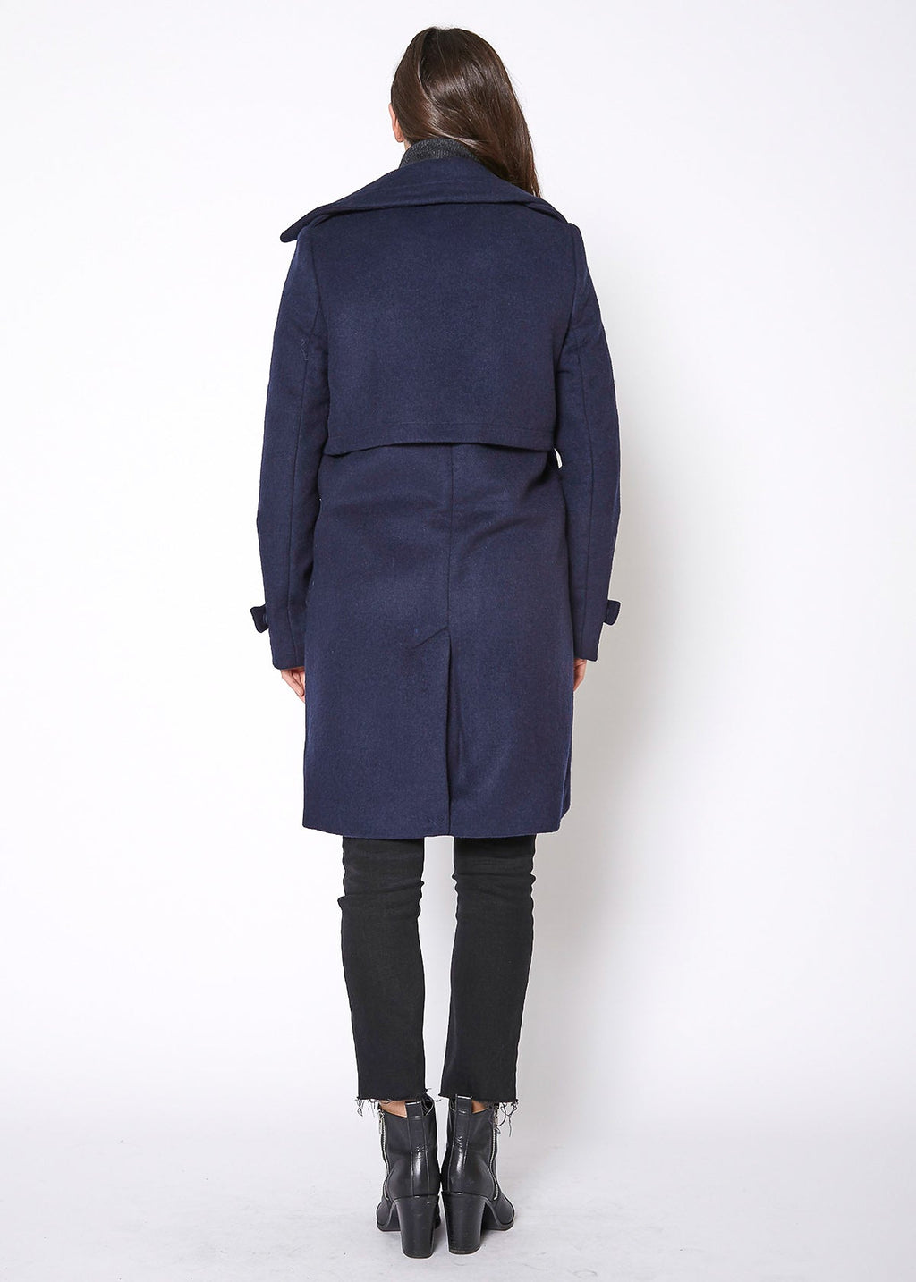 Manteau à col cranté pour femmes en laine mélangée