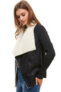 Veste col drapé en sherpa