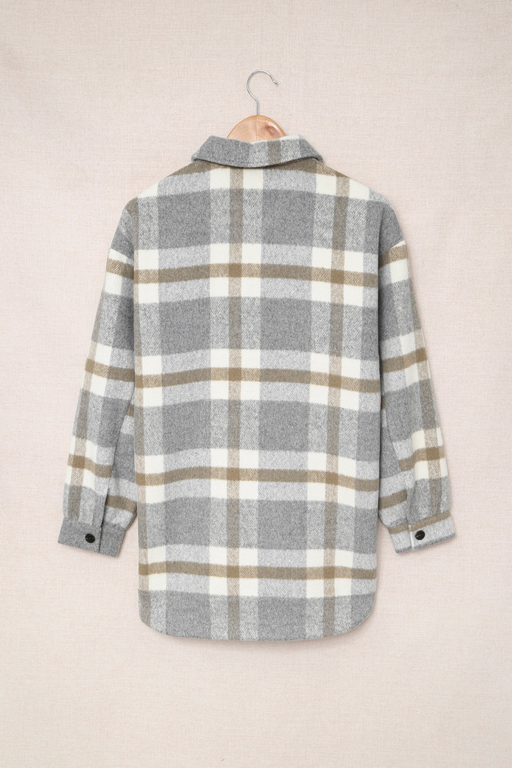 Veste-chemise pour femmes à carreaux marron avec poche