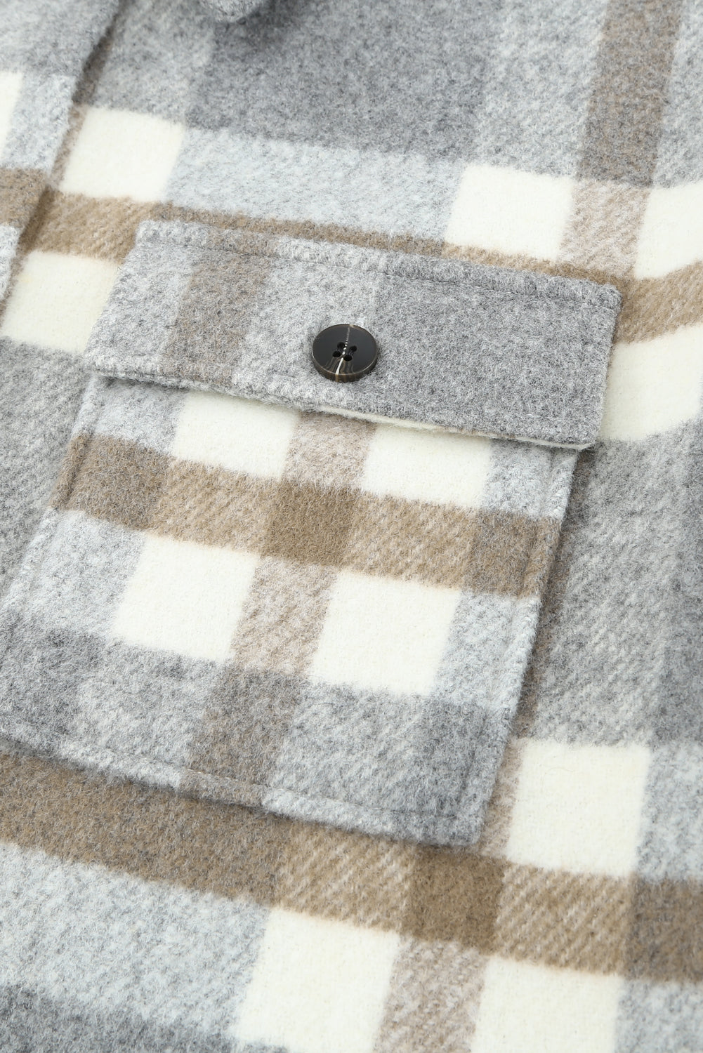 Veste-chemise pour femmes à carreaux marron avec poche