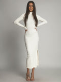 Robe longue ajustée en coton avec col roulé ekri FG680