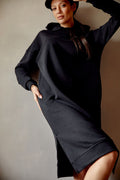 Robe midi sportive avec capuche, noire FI725