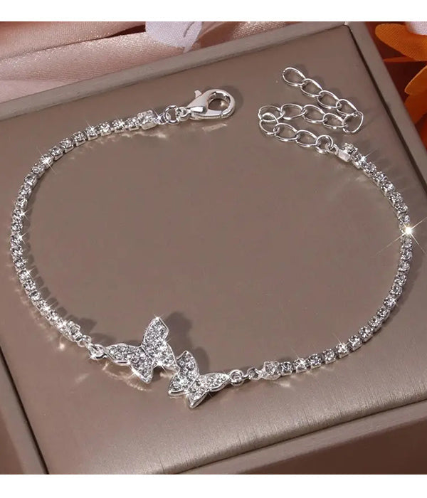 Bracelet papillon double strass