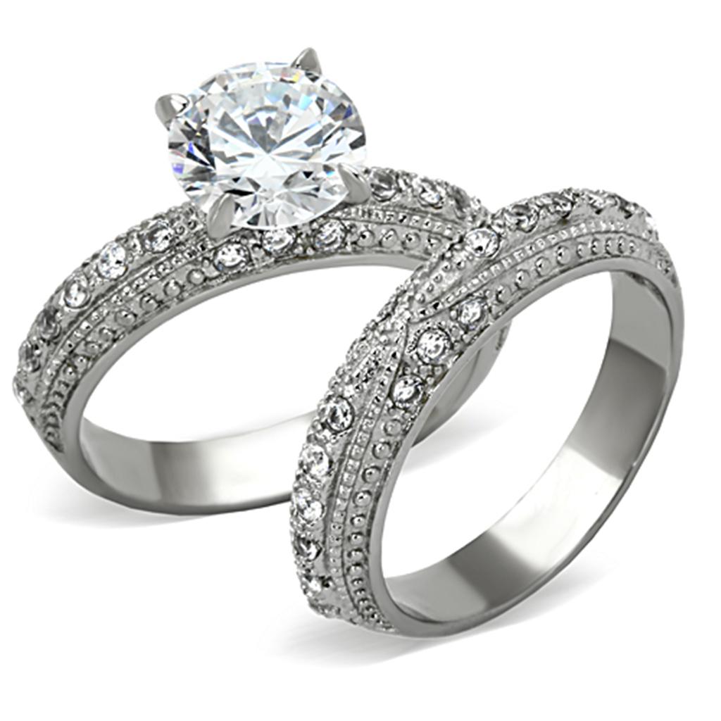 TK1228 - Bague en acier inoxydable très poli (sans plaquage) avec AAA